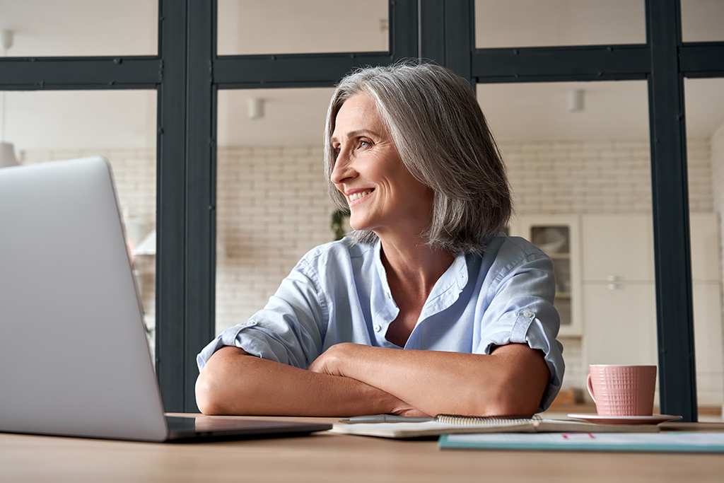 Woman working at laptop